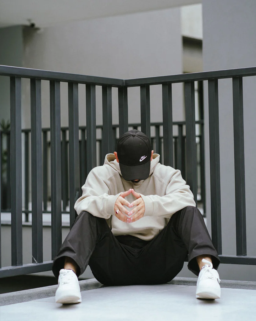 Knitworks men beige hoodie casual streetwear
