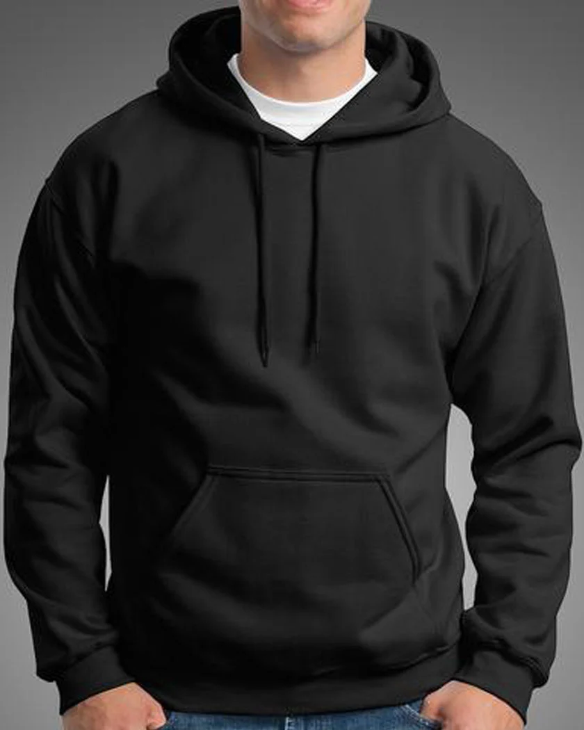 Knitworks plain black pullover hoodie for men and women